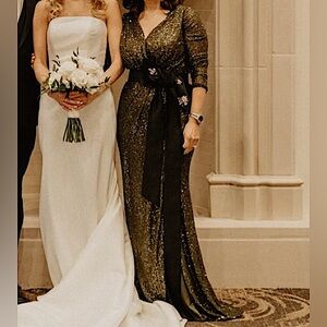 Mac Duggal Sequened Long Sleeve Olive Green Dress Gown 6